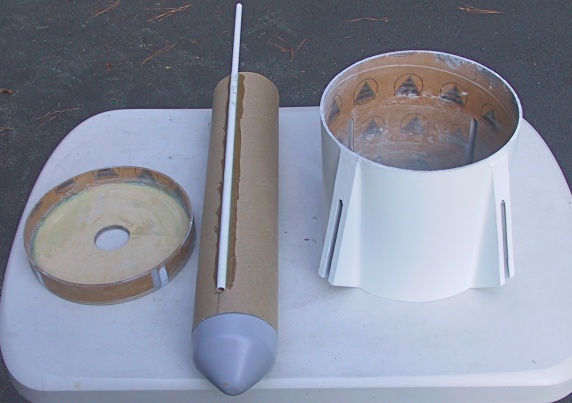 Aft bulk head, parachute tube with launch lug, and primed descent stage