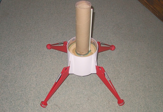 Mars Lander legs being
        test fitted in the descent stage