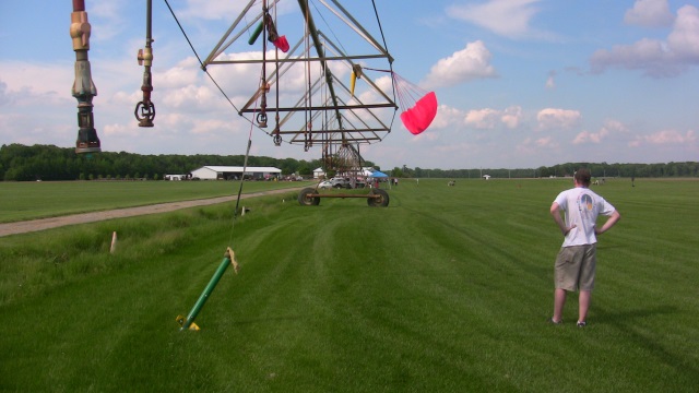 Legend of
        Zelda tangled in the large sod sprinkler system