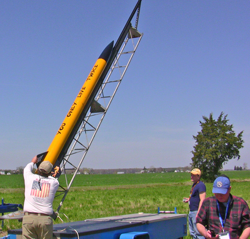 You Only Live Twice being raised on the tower