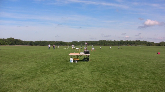 A view from the
        flightline to the pads